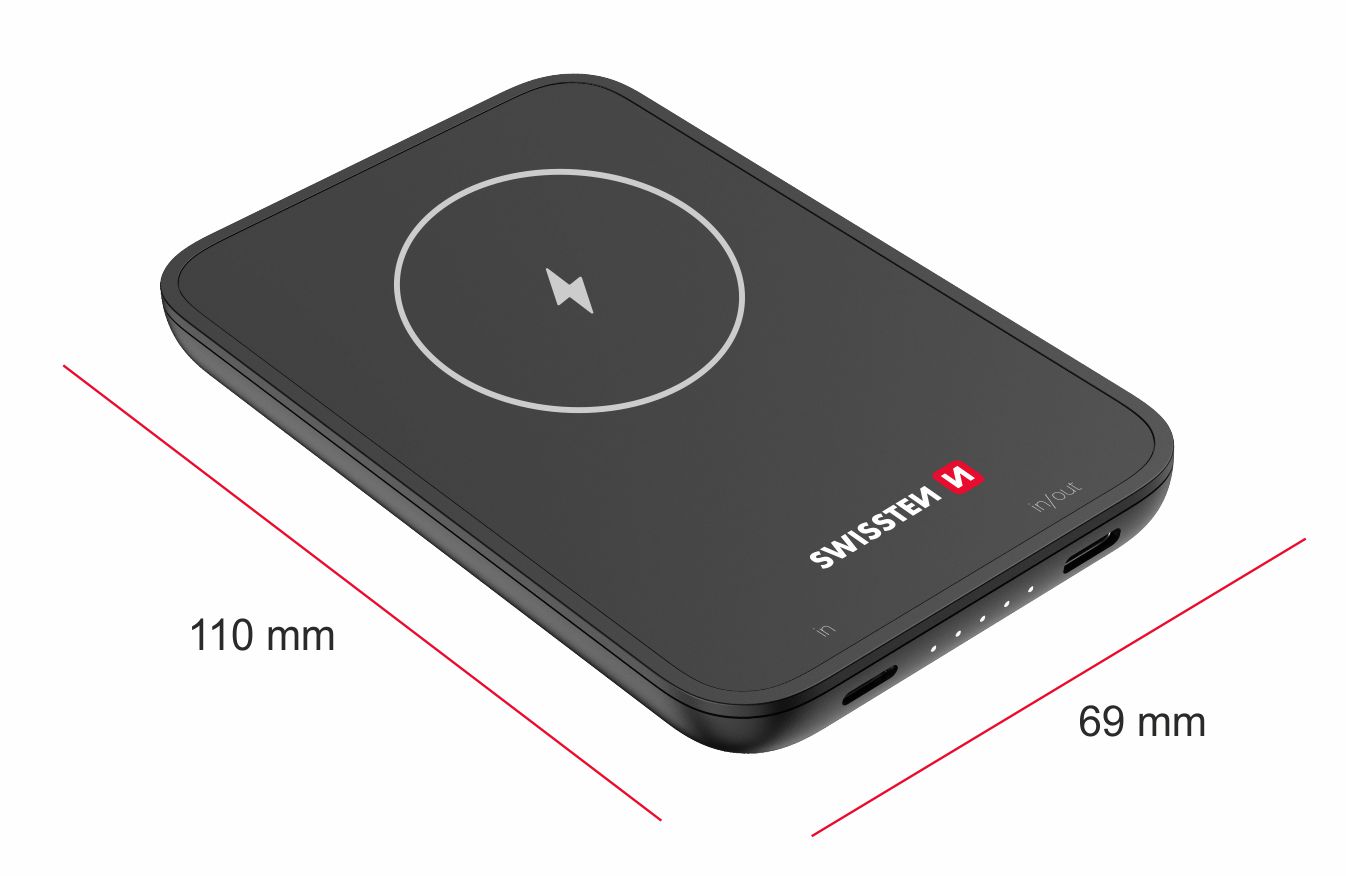 SWISSTEN POWER BANK FOR IPHONE 12, 12 PRO, 12 PRO MAX, 13, 13 PRO MAX (MagSafe compatible) 5000 mAh