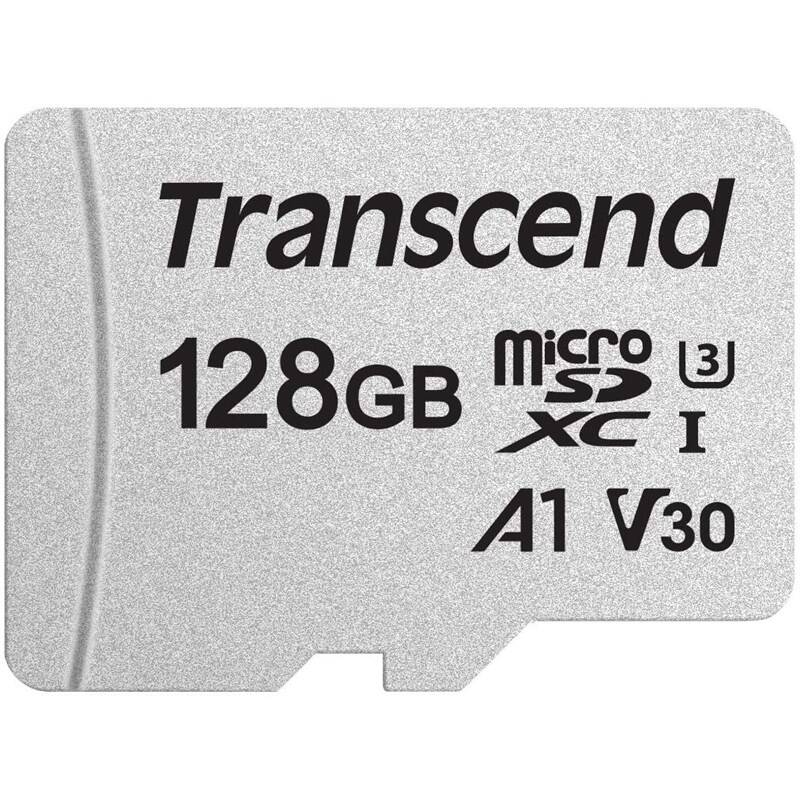 Transcend 128GB microSDXC 300S UHS-I U3 V30 A1 3D TLC (Class 10) paměťová karta (bez adaptéru), 95MB / s R, 45MB / s W