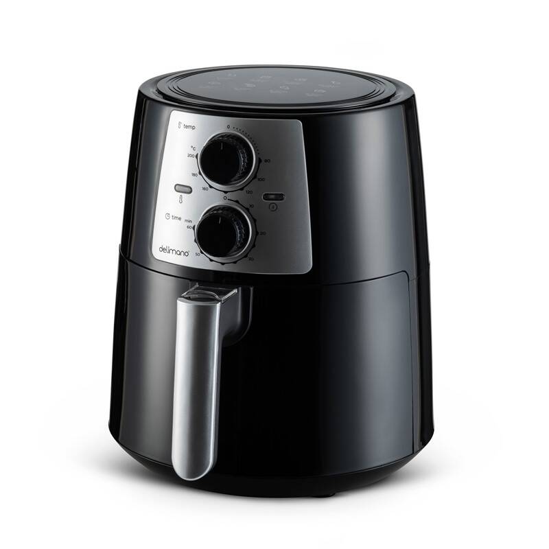 Fritéza horkovzdušná Delimano AIR FRYER PRO BLACK ..Vystaveno na prodejně ..Z výroby drobné oděrky na černém lesklém povrchu