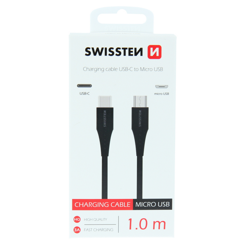 Swissten 71506511 DATOVÝ, USB-C / MICRO USB, 1m, černý