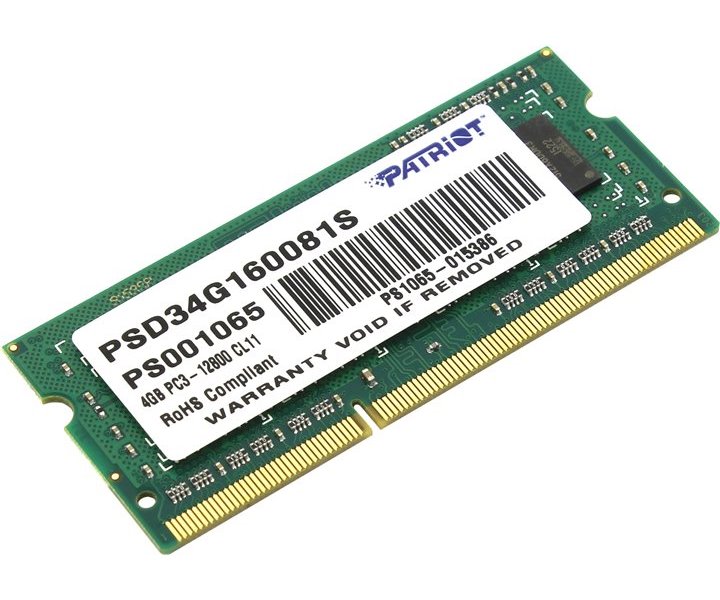 PATRIOT Signature 4GB DDR3 1600MHz/ SO-DIMM / CL11 / PC3-12800 PSD34G160081S