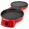 NEDIS pec na pizzu a gril/ 3 nastavení teploty/ velikost grilovací desky 30 cm/ spotřeba 1800 W/ červený (hliník) FCPM100FRD