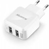 Nabíječka ALIGATOR MicroUSB s 2xUSB výstupem 2,4A, Turbo charge, bílá