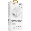 Nabíječka ALIGATOR MicroUSB s 2xUSB výstupem 2,4A, Turbo charge, bílá