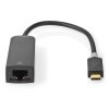 NEDIS kabelový adaptér USB 3.2 Gen 1/ USB-C zástrčka - RJ45 zásuvka/ kulatý/ černý/ 20cm CCBW64952AT02