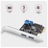 AXAGON řadič do PCIe pro 2x USB Typ-A / 2x USB interní / USB 5Gbps / PCEU-232RS / SP & LP / čip Renesas PCEU-232RS