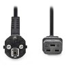 NEDIS napájecí kabel 230V/ přípojný 16A/ konektor IEC-320-C19/ úhlová zástrčka Schuko/ černý/ bulk/ 2m CEGL10300BK20