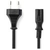 NEDIS napájecí kabel pro adaptéry/ Euro zástrčka - konektor IEC-320-C7/ přímý-přímý/ dvoulinka/ černý/ bulk/ 0,5m CEGL11040BK05