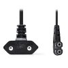 NEDIS napájecí kabel pro adaptéry/ Euro zástrčka - konektor IEC-320-C7/ úhlový-úhlový/ dvoulinka/ černý/ bulk/ 5m CEGL11055BK50