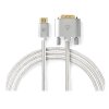 NEDIS PROFIGOLD HDMI kabel/ konektor HDMI - DVI-D 24+1 zástrčka/ bavlna/ stříbrný/ BOX/ 2m CCTB34800AL20