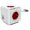 Cubenest Powercube Extended USB PD 20W, A+C, 4× zásuvka, 1,5m, bílá/červená, dětská pojistka, uzemnění, dok, 10A/250V PC420RD