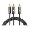NEDIS PROFIGOLD audio kabel k subwooferu/ RCA zástrčka - 2x RCA zástrčka/ bavlna/ šedý/ BOX/ 3m CATB24000GY30
