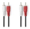 NEDIS stereo audio kabel RCA/ 2x zástrčka RCA - 2x zástrčka RCA/ černý/ bulk/ 1,5m CAGL24200BK15