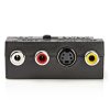 NEDIS přepínatelný SCART adaptér / SCART zástrčka - S-Video zásuvka + 3x RCA zásuvka/ černý CVGP31902BK