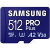 SAMSUNG PRO Plus MicroSDXC 512GB + SD Adaptér / CL10 UHS-I U3 / A2 / V30 MB-MD512SA/EU