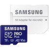 SAMSUNG PRO Plus MicroSDXC 512GB + SD Adaptér / CL10 UHS-I U3 / A2 / V30 MB-MD512SA/EU