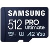 SAMSUNG PRO Ultimate MicroSDXC 512GB + USB Adaptér / CL10 UHS-I U3 / A2 / V30 MB-MY512SB/WW