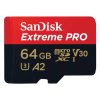 SanDisk Extreme PRO microSDXC 64GB / A2 C10 V30 UHS-I U3 / 200MB/s & 90MB/s / SD Adaptér + 2 years RescuePRO SDSQXCU-064G-GN6MA