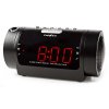 NEDIS digitální budík s rádiem/ LED displej/ promítání času/ AM/ FM/ odložené buzení/ časovač vypnutí/ 2 alarmy/ černý CLAR005BK