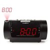 NEDIS digitální budík s rádiem/ LED displej/ promítání času/ AM/ FM/ odložené buzení/ časovač vypnutí/ 2 alarmy/ černý CLAR005BK