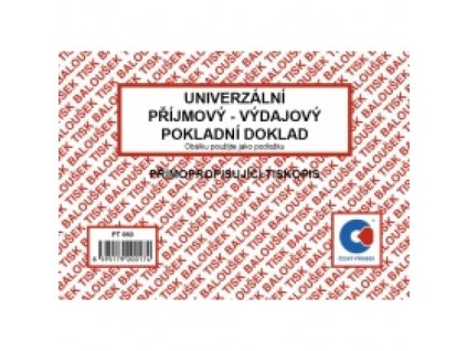 Univerzální příjmový pokladní doklad samopropisující A6 blok 50 listů