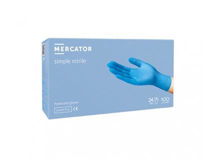 AKCE - Rukavice vyšetřovací nitrilové modré bez pudru Mercator (100 ks)