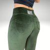 Legíny Push up Army Green Velur Yastraby