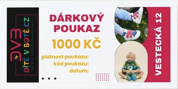 Dárkový poukaz na nákup dětských barefootových bot Dítě v botě.cz