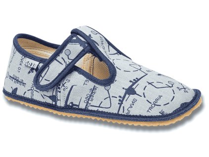 BEDA barefoot dětské chlapecké bačkory, Grey Aeroplane W/OP