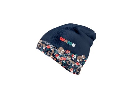 Fleecová čepice dětská WAMU, Lišky modrá
