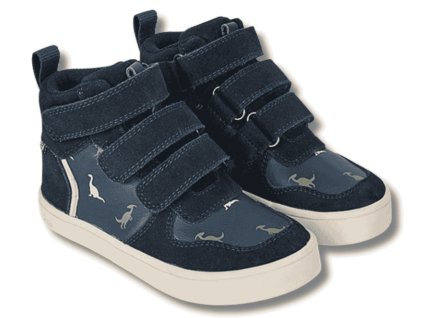 BUNDGAARD Nero Mini dětské celoroční barefoot boty s membránou, Navy Dino