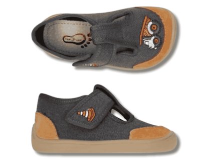 Bar3foot chlapecké bačkory, Elf Texas 3F, ŠEDÉ, 2BE8R/1