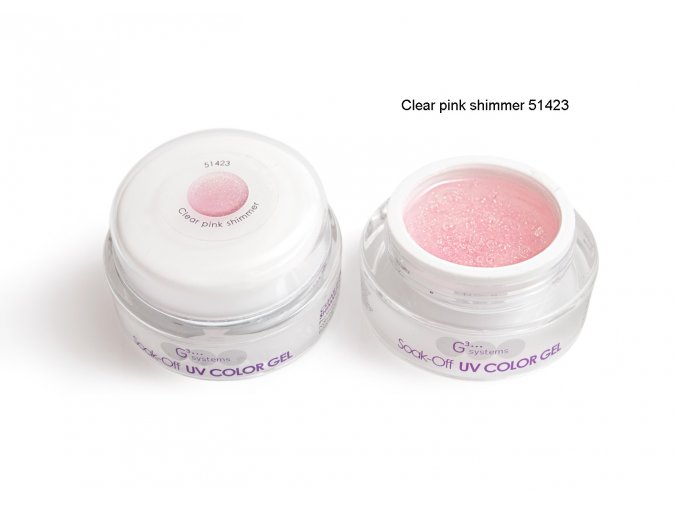 UV Soak off color gel barevný gel, Clear pink shimmer