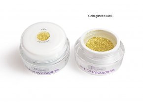 UV Soak off color gel barevný gel, Gold glitter