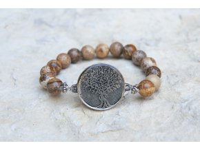 Náramek s amuletem Strom života - Jaspis obrázkový