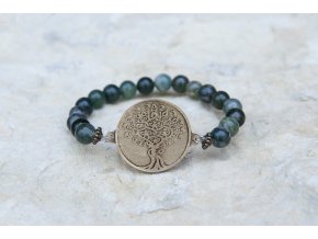 Náramek s amuletem Strom života - Achát mechový