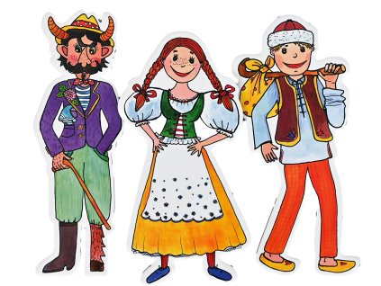 cert a kace loutky babky marionetino