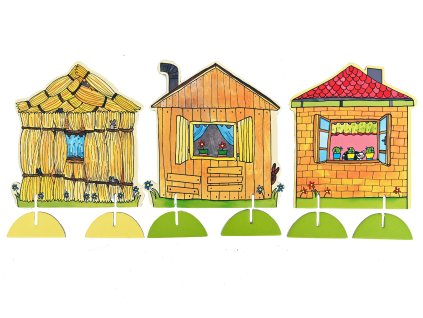 Kompletní sada Tři prasátka Loutky a kulisy