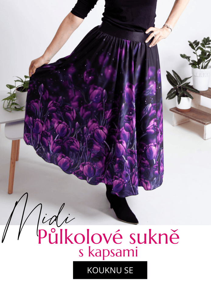 Půlkolové MIDI sukně