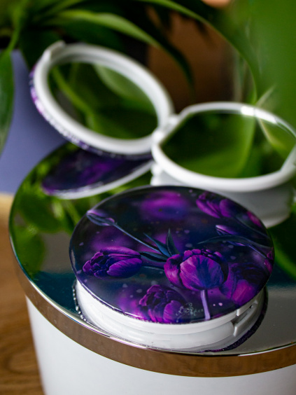 Zrcatko Fialove tulipany Autorsky design KSD art 05
