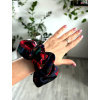 Saténová gumička scrunchie Střední Nespoutaná modročerná (4)