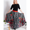 Dámská MAXI kolová saténová sukně s kapsami Nespoutaná černobílá 8