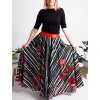 Dámská MAXI kolová saténová sukně s kapsami Nespoutaná černobílá 2