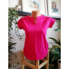 Damske tricko kratky rukav vykrojeny vystrih ruzove