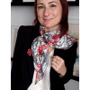 Saténový šátek originální vzor Vlčí máky Maková panenka 03