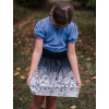 Dívčí saténová sukně v autorském designu Černobílé vlčí máky (14)