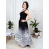 Dámská saténová MAXI sukně s kapsami Autorský vzor Černobíálé vlčí máky 1