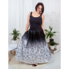 Dámská saténová MAXI sukně s kapsami Autorský vzor Černobíálé vlčí máky 2