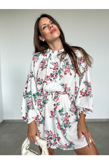 Krátke biele šaty Flowy 2078