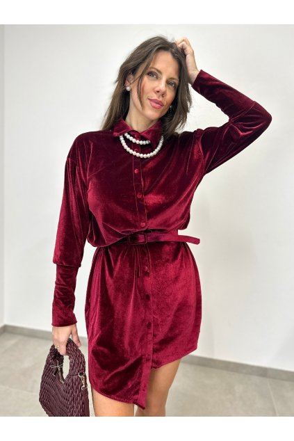 Zamatové bordové šaty Velvet  2971